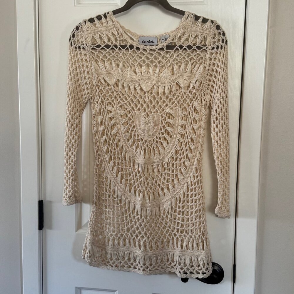 Le Moda Womens Crochet Lace Coverup Dress Size S Small